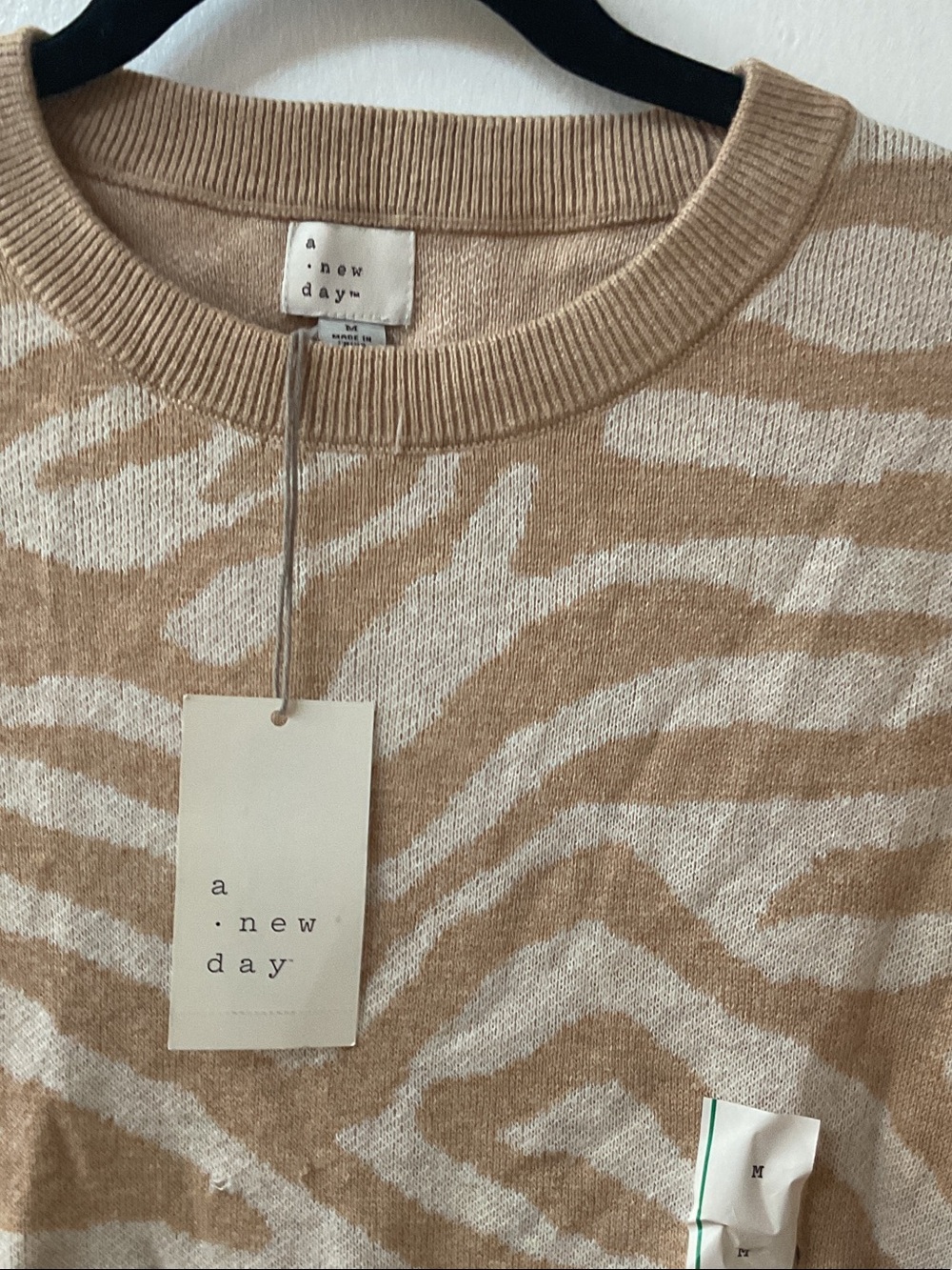 a new day Beige & Cream Zebra Print Crewneck Sweater - Picture 2 of 4